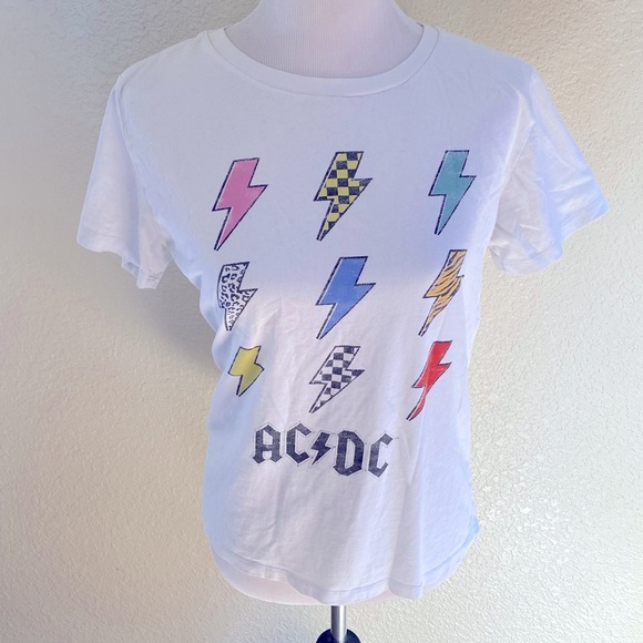AC/DC Band Tee Shirt Cotton White Short Sleeve Printed 100% Cotton: Medium - Picture 1 of 8